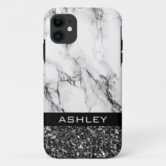 Marbled And Black Glitter Case-Mate iPhone Case (Back)