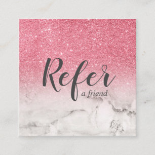 Marbled and Pink Glitter Ombre Glam Chic Referral Card