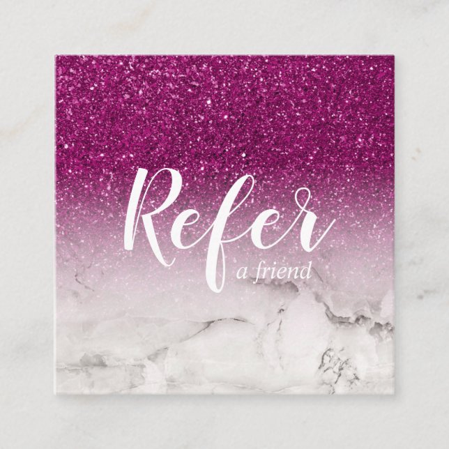 Marbled and Purple Glitter Ombre Glam Chic Referral Card (Front)