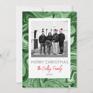 Marbled Art Christmas PHOTO Card NAME Festive YEAR