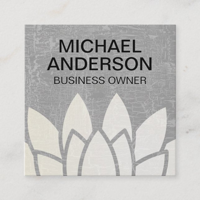 Marbled Background Lotus Flower Square Business Card (Front)