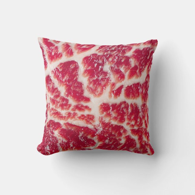 Marbled Beef Steak Texture Closeup Cushion (Front)