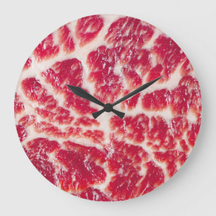 Marbled Beef Steak Texture Closeup Large Clock