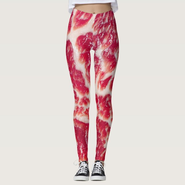 Marbled Beef Steak Texture Closeup Leggings (Front)
