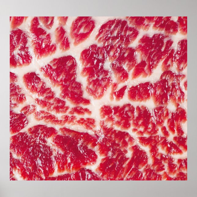 Marbled Beef Steak Texture Closeup Poster (Front)