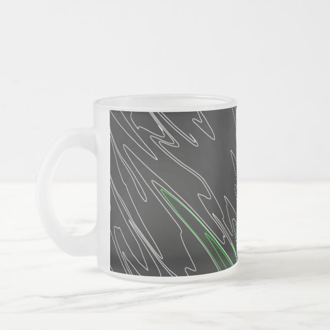 Marbled Black Green Frosted Glass Coffee Mug (Left)