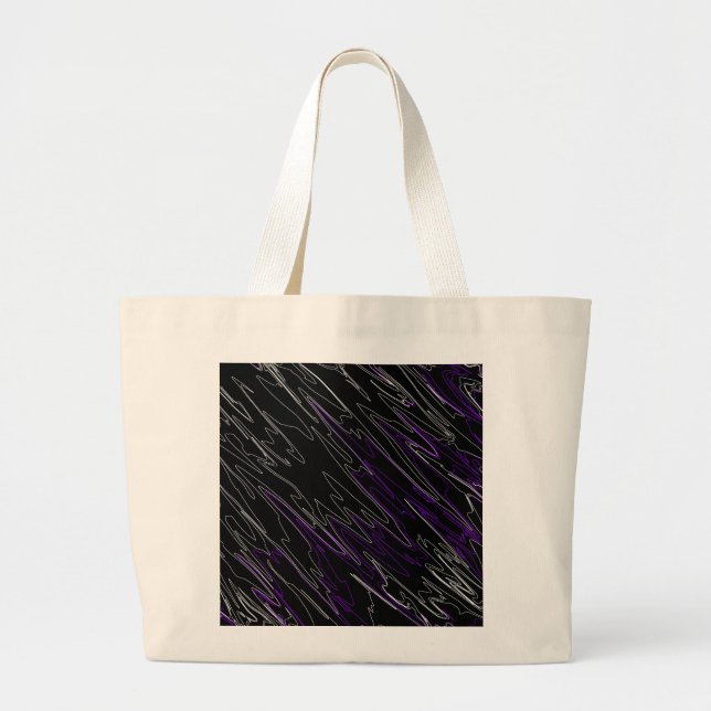Marbled Black Purple Large Tote Bag (Front)