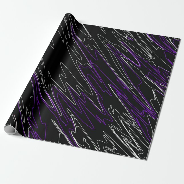 Marbled Black Purple Wrapping Paper (Unrolled)
