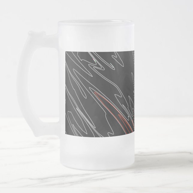 Marbled Black Red Frosted Glass Beer Mug (Left)