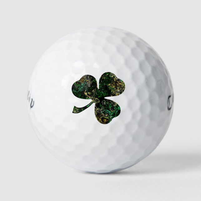 Marbled Black Shamrock Golf Balls (Front)