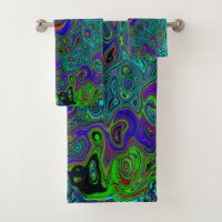 Marbled Blue and Aquamarine Abstract Retro Swirl