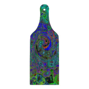 Marbled Blue and Aquamarine Abstract Retro Swirl Cutting Board
