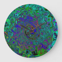 Marbled Blue and Aquamarine Abstract Retro Swirl