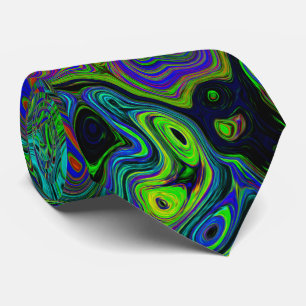 Marbled Blue and Aquamarine Abstract Retro Swirl Tie