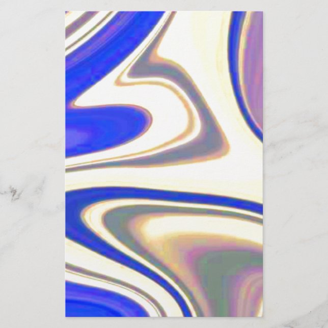 Marbled Blue and Yellow Swirls Stationery (Front)
