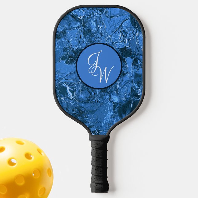 Marbled Blue Monogrammed Stylish Pickleball Paddle (Creator Uploaded)