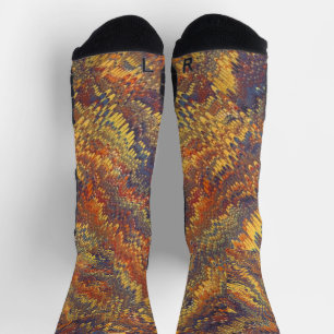Marbled Book Endpaper Yellow Orange Blue Violet Socks