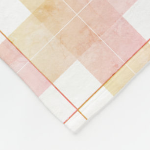 Marbled Champagne Peach Pink Plaid Fleece Blanket