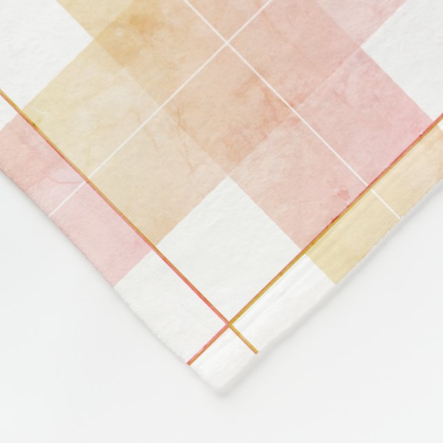 Marbled Champagne Peach Pink Plaid Fleece Blanket (Corner)