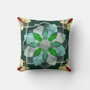 Marbled Colourful Modern Dark Cristal Flower Big 5 Cushion