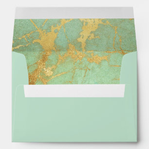 Marbled Contemporary Blue and Gold Envelope