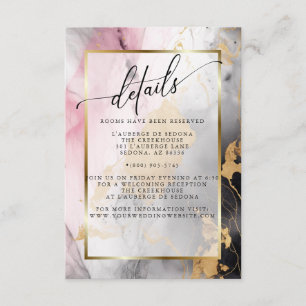 Marbled Dusty Rose Black Gold Abstract Enclosure Card