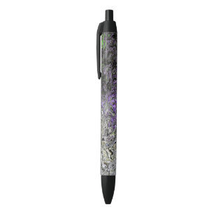 Marbled Effect/Digital Effects/black,green, purple Black Ink Pen