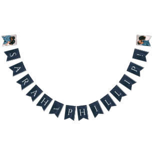 Marbled Engagement Party Bunting Banner - Blue