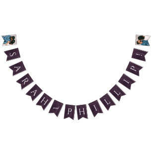 Marbled Engagement Party Bunting Banner - Purple