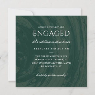 Marbled Engagement Party Invitation - Green