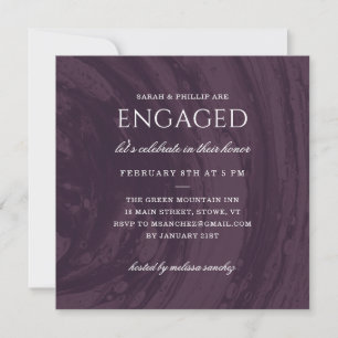 Marbled Engagement Party Invitation - Purple