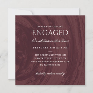 Marbled Engagement Party Invitation - Red