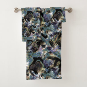 Marbled fish bath towel set