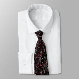 Marbled Foil Red Silver Black Business Classy Tie