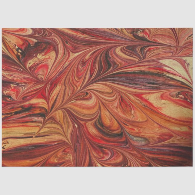 Marbled Fractal Abstract Orange Decoupage  Tissue Paper (Front)