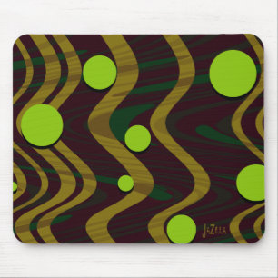 Marbled Gold Green Dot Wave Mouse Mat