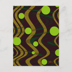 Marbled Gold Green Dot Wave Postcard
