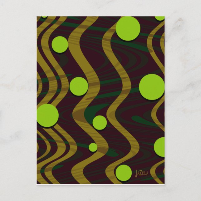 Marbled Gold Green Dot Wave Postcard (Front)