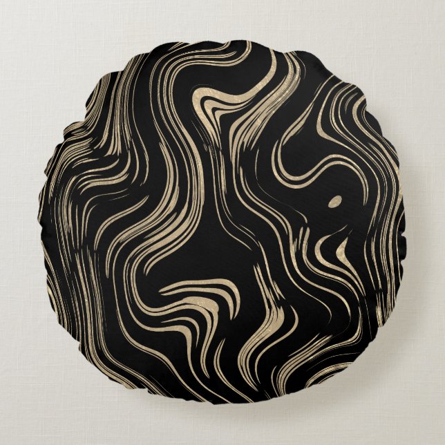 Marbled Gold Round Pillow (Front)