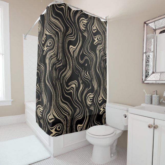 Marbled Gold Shower Curtain (In Situ)