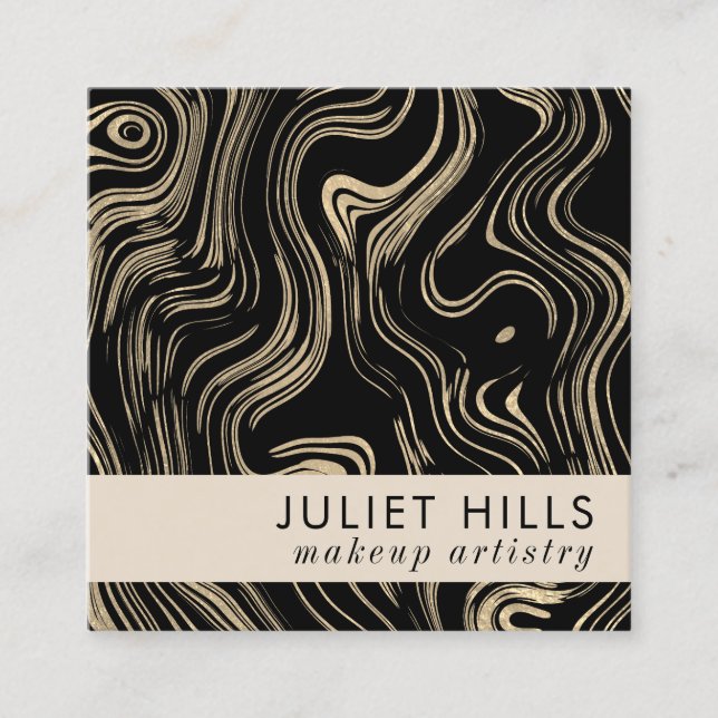 Marbled Gold Square Business Card (Front)