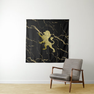 Marbled Golden Royal Lion Tapestry