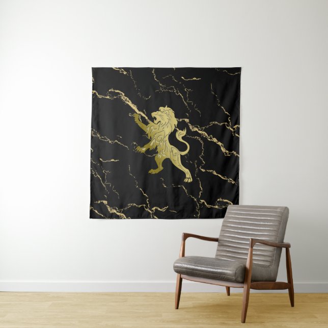 Marbled Golden Royal Lion Tapestry (In Situ)