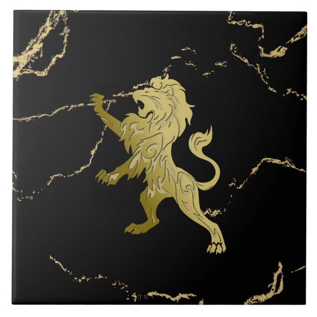 Marbled Golden Royal Lion Tile (Front)