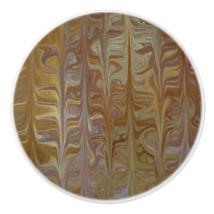 Marbled Golden Wet Cedar Art Pattern Ceramic Knob