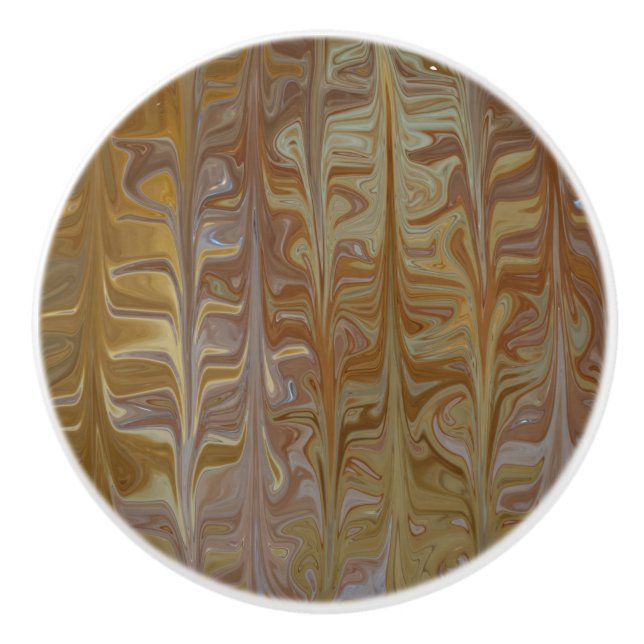 Marbled Golden Wet Cedar Art Pattern Ceramic Knob (Front)