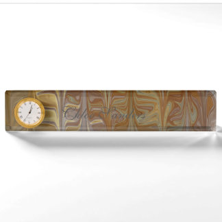 Marbled Golden Wet Cedar Art Pattern Ceramic Tile Nameplate