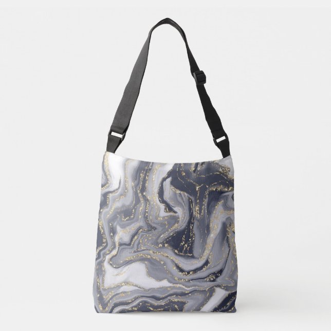 Marbled Grey, White and Gold Crossbody Bag (Front)
