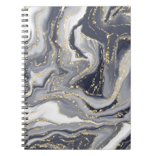 Marbled Grey, White and Gold Spiral Photo Notebook