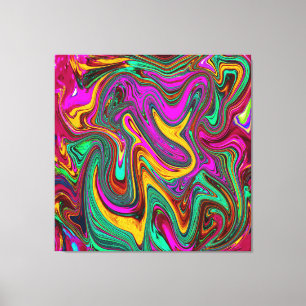 Marbled Hot Pink and Sea Foam Green Abstract Art Canvas Print